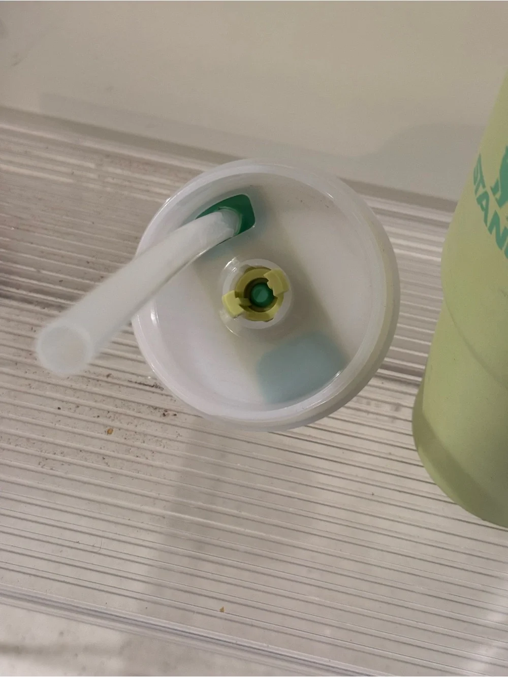 Stanley Lime Green Travel Tumbler with Frog Straw Topper ~ PREOWNED